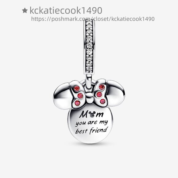 Pandora Disney Minnie Mouse Silhouette Double Dangle Charm - Picture 2 of 5